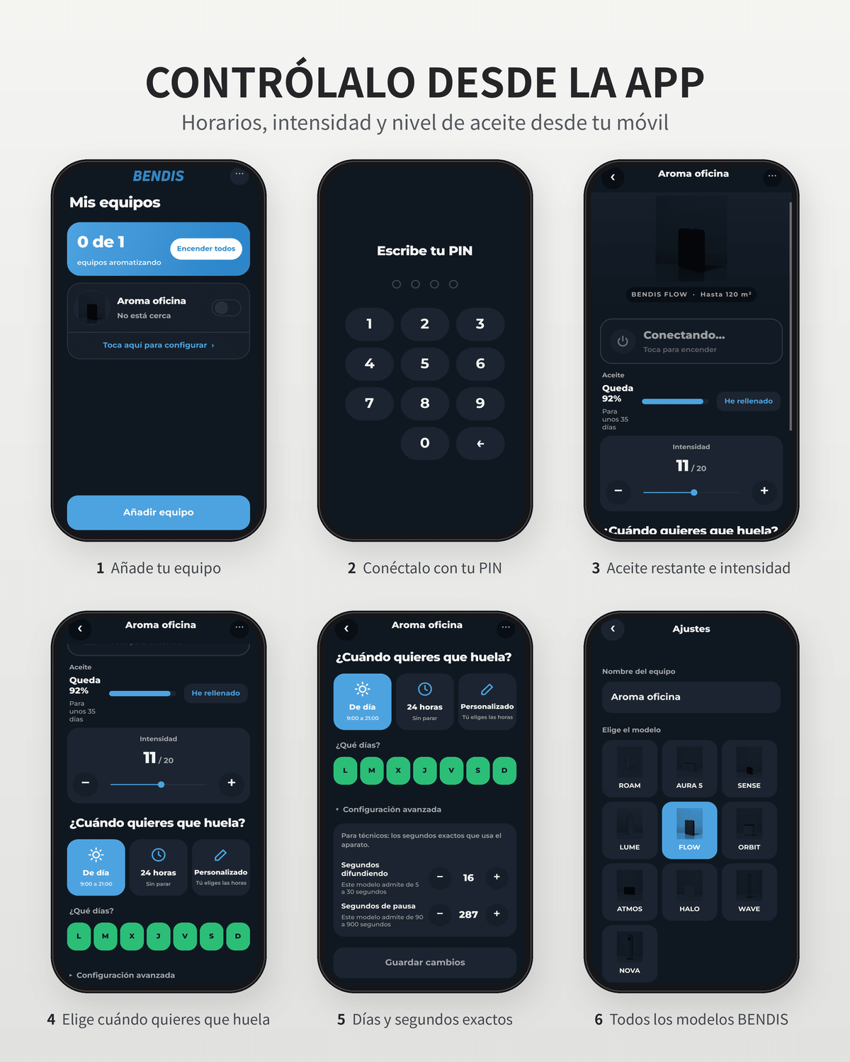 App BENDIS para controlar el difusor de aromas desde el móvil
