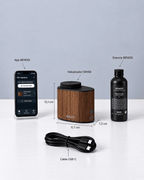 Contenido de la caja del difusor BENDIS SENSE: difusor, esencia, cable y app