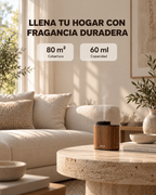 Difusor BENDIS SENSE de nogal en un salón nórdico: 80 m² de cobertura y 60 ml de capacidad