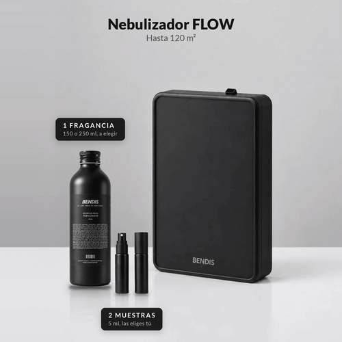 BENDIS Welcome Pack with FLOW black scent diffuser (up to 120 m²), 150 or 250 ml fragrance and 2 free 5 ml samples