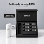 Pack ambientador de coche BENDIS ROAM blanco con sus 6 esencias de 5 ml incluidas