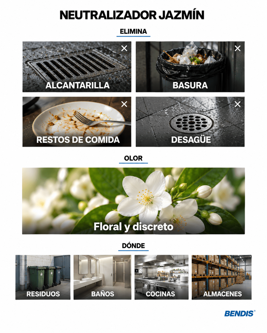 REFILL NEUTRALIZADOR | Jazmín · Alcantarilla · Basura · Comida - BENDIS